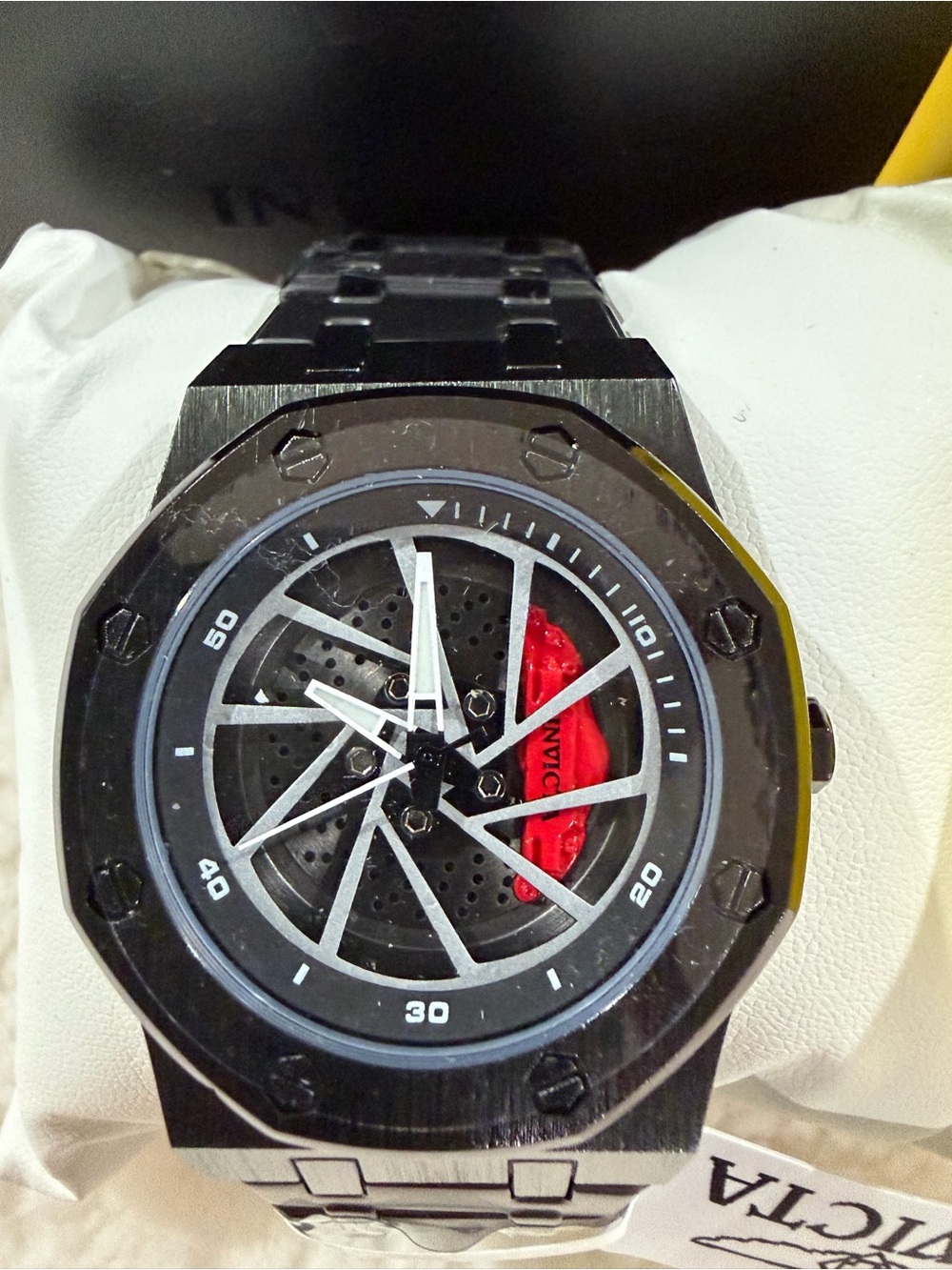 Invicta Speedway Black Watch with Red Accent Men's Stainless Steel Bracelet